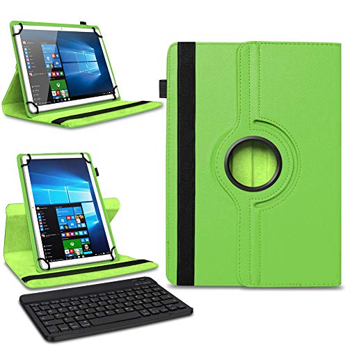 NAmobile Tablet Schutzhülle kompatibel mit MBM TP20M aus Kunstleder Hülle Tasche Bluetooth Tastatur QWERTZ Standfunktion Drehbar Cover Universal Case, Farben:Grün von NAmobile