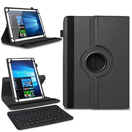 NAmobile Tablet Schutzhülle kompatibel mit Nokia T20 T21 aus Kunstleder Hülle Tasche Bluetooth Tastatur QWERTZ Standfunktion Drehbar Cover Universal Case, Farben:Schwarz von NAmobile