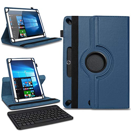 NAmobile Tablet Schutzhülle kompatibel mit Nokia T20 T21 aus Kunstleder Hülle Tasche Standfunktion 360° Drehbar Cover Universal Case Bluetooth Tastatur QWERTZ, Farben:Blau von NAmobile