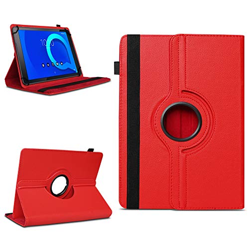 NAmobile Tablet Tasche kompatibel für Alcatel 3T 10 Schutzhülle Kunstleder Hülle Standfunktion 360° Drehbar Cover Universal Schutz Case, Farben:Rot von NAmobile
