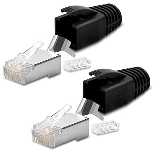 Netzwerkstecker Netzwerk DSL 2X Stecker CAT7 CAT6 CAT6A CAT5 RJ45 DSL LAN vergoldete Kontakte Knickschutz von NAmobile