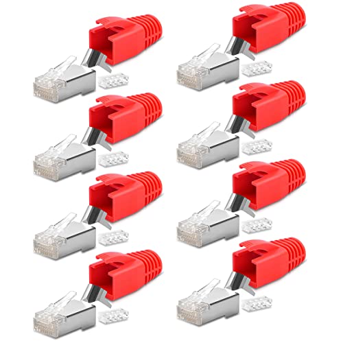 Netzwerkstecker Netzwerk DSL 8X Stecker CAT7 CAT6 CAT6A CAT5 RJ45 DSL LAN vergoldete Kontakte Knickschutz Crimpstecker von NAmobile