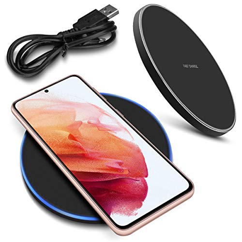 QI Wireless Kabellos Ladestation kompatibel mit Samsung Galaxy S24 S23 S22 S21 Plus Ultra FE 5G Ladematte Charger Induktives Universal Schnellladegerät, Farben:Schwarz von NAmobile