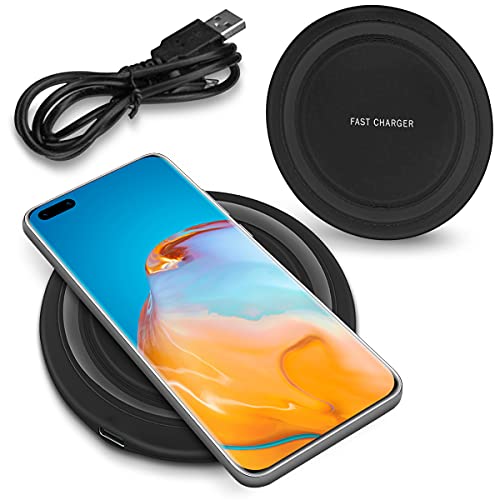 QI Wireless Kabelloses Ladegerät kompatibel mit Huawei P60 Pro / P50 Pro + / P30 Pro / P40 / Pro + Charger Induktive Universal Schnell Ladestation 15W, Farbe:Schwarz von NAmobile