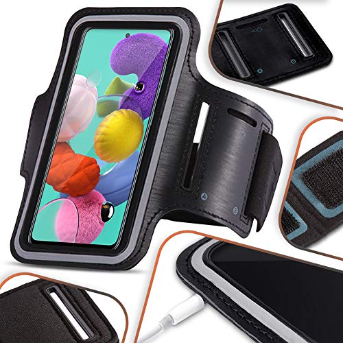 Schutzhülle kompatibel für Samsung Galaxy A21s Handy Tasche Schwarz Sportarmband Jogging Fitness Hülle Schutz Cover von NAmobile