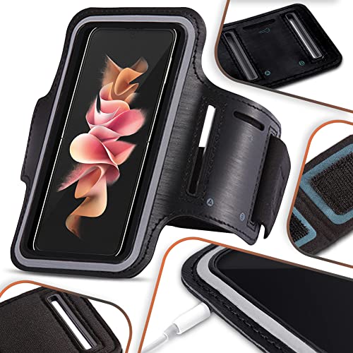 Schutzhülle kompatibel für Samsung Galaxy Z Flip / 3 Handy Tasche Schwarz Sportarmband Jogging Fitness Hülle Schutz Cover von NAmobile