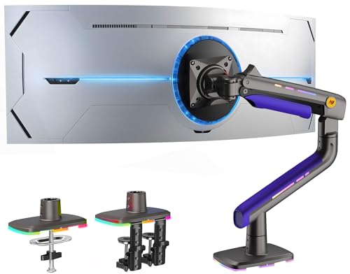 NB Ergonomic RGB Monitor Halterung for Flach Ultrabreit Bildschirme 32 to 60 Zoll, Schwerlast Monitorarm Monitorständer Ladung bis zu 20 kg, VESA 75/100 mm (Lila) von NB ERGONOMIC