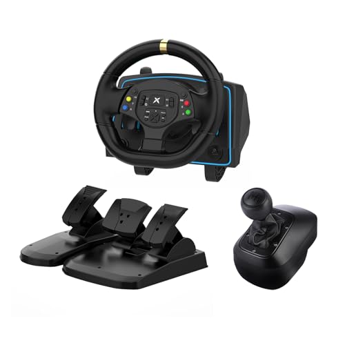 NBCP 1080 Grad Lenkrad, Rennrad mit Pedalen Kupplung und Shifter Sim Driving Racing Wheel für Xbox One/Xbox Series X| S/ PS4/ PS3/ PC/Switch von NBCP