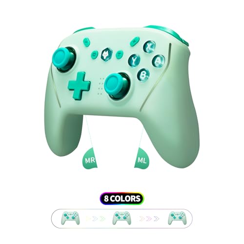 NBCP Controller für Switch, kabelloser Pro Controller für Switch Lite, Switch Remote-Gamepad Joystick, Dual VibrationGyro/Vibration/Turbo/NFC/Wake-Up/Screenshot (Grün) von NBCP