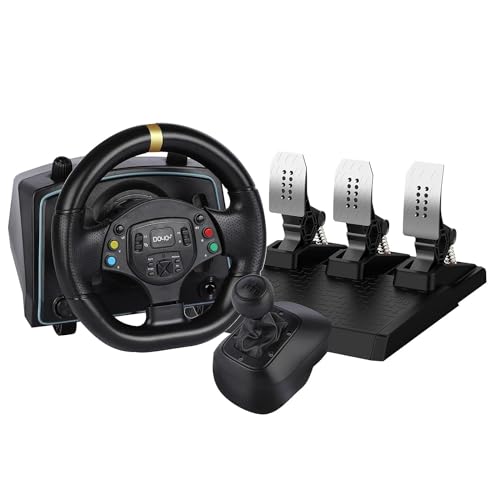 NBCP Gaming Lenkrad, Gaming Lenkräder 1080° Fahren Sim Auto Simulator mit Pedalen Kupplung Paddle Schalthebel für Xbox One/Xbox Serie X S/PS4/PS3/PC/Xinput/Xbox 360/Switch/Android von NBCP