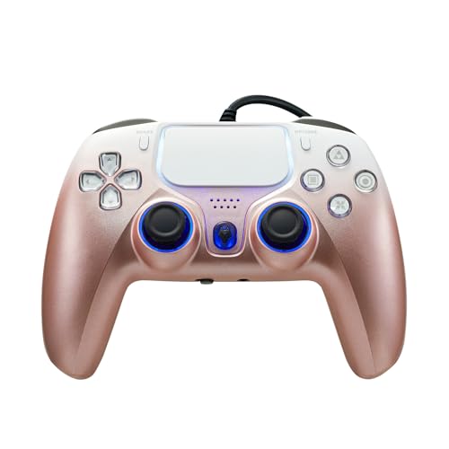 NBCP Wired Controller für PS-5 Kabelgebundenes Gaming Controller Gamepad PS5 Pro, PS5 Slim, PS4, and PC/Steam, Turbo- und Makrofunktionen, Dual-Vibration, 3,5-mm-Audiobuchse (Gold) von NBCP