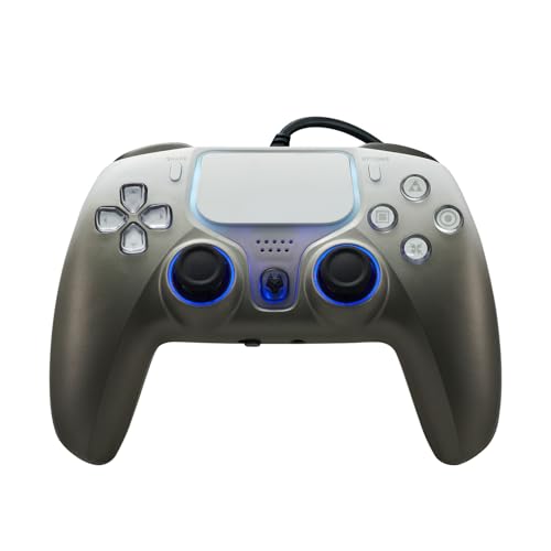 NBCP Wired Controller für PS5 Kabelgebundenes Gaming Controller Gamepad PS5 Pro, PS5 Slim, PS4, and PC/Steam, Turbo- und Makrofunktionen, Dual-Vibration, 3,5-mm-Audiobuchse (grau) von NBCP