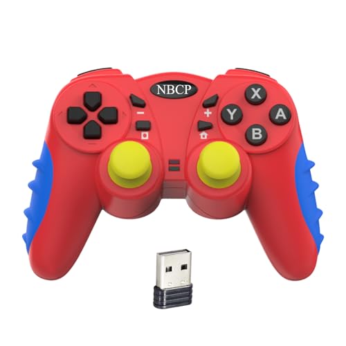 NBCP Wireless Controller für Switch,Switch Controller Pro kompatibel mit Switch/PS3/PC/Androd,Switch Controller mit Eine Schlüsselpaarung Aufwachen Vibration,2,4-GHz-Wireless Verbindung (Rot) von NBCP