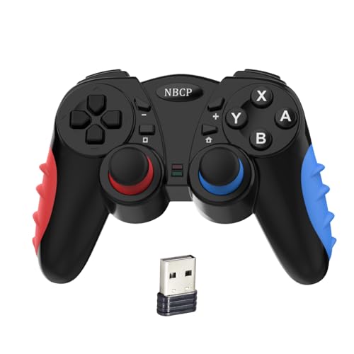 NBCP Wireless Controller für Switch,Switch Controller Pro kompatibel mit Switch/PS3/PC/Androd,Switch Controller mit Eine Schlüsselpaarung Aufwachen Vibration,2,4-GHz-Wireless Verbindung (Rot Blau) von NBCP