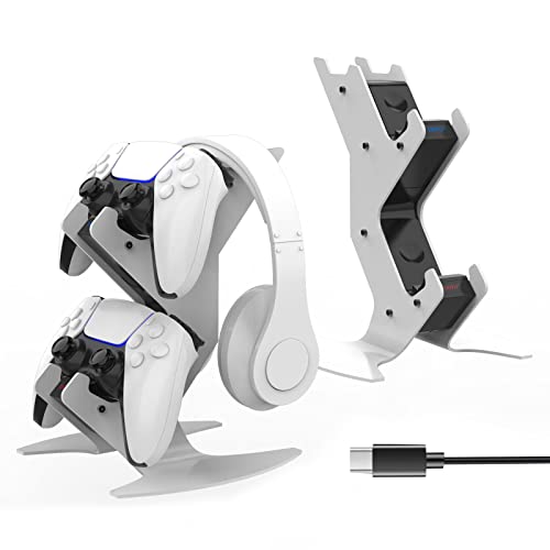 PS5 Controller Ladestation, Playstation 5 Ladegerät 2 Std Schnelllade LED für Sony Dualsense Controller Konsole, PS5 Charger Zubehör mit Controller Headset Halterung, Type-C Kabel mit EU Netzteil PS5 Controller Ladestation, Playstation 5 Ladegerät 2 Std Schnelllade LED für Sony Dualsense Controller Konsole, PS5 Charger Zubehör mit Controller Headset Halterung, Type-C Kabel mit EU Netzteil von NBCP