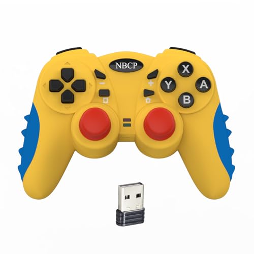 Wireless Controller für Switch,Switch Controller Pro kompatibel mit Switch/PS3/PC/Androd,Switch Controller mit Eine Schlüsselpaarung Aufwachen Vibration,2,4-GHz-Wireless Verbindung (Gelb und Blau) von NBCP