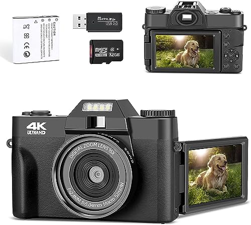 NBD DFDWETGFGGJFJHGJK 4K Digitalkamera für Fotografie und Video [Autofokus & Anti-Shake], WiFi, 16-facher Digitalzoom, 180 Grad umgekehrter Bildschirm, 32 G Micro-Karte von NBD