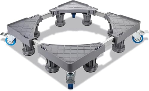 Waschmaschine Sockel Untergestell,mit 4 Rollen und 8 Füße Länge 42-68 cm Höhe 9,5-12,5cm,Verstellbare Waschmaschine Sockel von NBKJDSXL