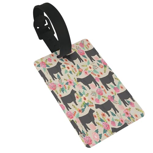 Gepäckanhänger, leicht, rosa Blume, Lenker, Kühe und Rinder, niedliches und einzigartiges Reisezubehör, abnehmbarer Riemen Gepäckanhänger, leicht, rosa Blume, Lenker, Kühe und Rinder, niedliches und einzigartiges Reisezubehör, abnehmbarer Riemen von NBRIEU