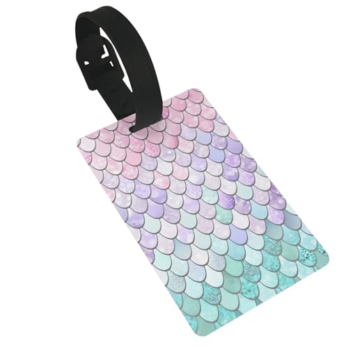 Gepäckanhänger mit Meerjungfrauen-Motiv, niedliches und einzigartiges Reisezubehör, abnehmbarer Riemen, Pastellrosa, Violett, Aqua-Tee-Aufdruck Gepäckanhänger mit Meerjungfrauen-Motiv, niedliches und einzigartiges Reisezubehör, abnehmbarer Riemen, Pastellrosa, Violett, Aqua-Tee-Aufdruck von NBRIEU