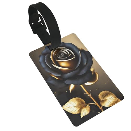Gepäckanhänger mit schwarzen und goldenen Blumen, leicht, süßes und einzigartiges Reisezubehör, abnehmbarer Gurt Gepäckanhänger mit schwarzen und goldenen Blumen, leicht, süßes und einzigartiges Reisezubehör, abnehmbarer Gurt von NBRIEU