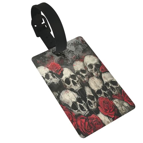 Leichte Etiketten mit Totenkopf und roter Rose, niedliches und einzigartiges Reisezubehör, abnehmbarer Riemen Leichte Etiketten mit Totenkopf und roter Rose, niedliches und einzigartiges Reisezubehör, abnehmbarer Riemen von NBRIEU