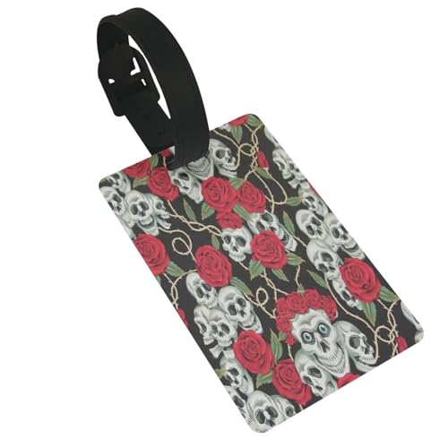 Leichte Etiketten mit Totenkopf und roter Rose, niedliches und einzigartiges Reisezubehör, abnehmbarer Riemen Leichte Etiketten mit Totenkopf und roter Rose, niedliches und einzigartiges Reisezubehör, abnehmbarer Riemen von NBRIEU