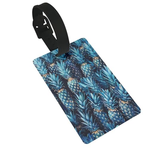 Leichte Etiketten mit blauem Ananas-Print, niedliches und einzigartiges Reisezubehör, abnehmbarer Riemen Leichte Etiketten mit blauem Ananas-Print, niedliches und einzigartiges Reisezubehör, abnehmbarer Riemen von NBRIEU