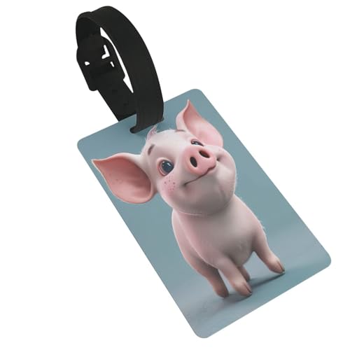 Leichte Gepäckanhänger mit Cartoon-Schwein bedruckt, niedliches und einzigartiges Reisezubehör, abnehmbarer Gurt Leichte Gepäckanhänger mit Cartoon-Schwein bedruckt, niedliches und einzigartiges Reisezubehör, abnehmbarer Gurt von NBRIEU