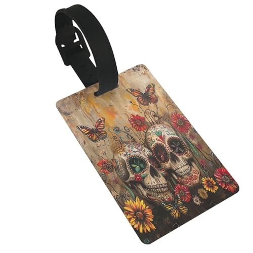 Leichte Gepäckanhänger mit Totenkopf-Motiv, niedliches und einzigartiges Reisezubehör, abnehmbarer Riemen Leichte Gepäckanhänger mit Totenkopf-Motiv, niedliches und einzigartiges Reisezubehör, abnehmbarer Riemen von NBRIEU