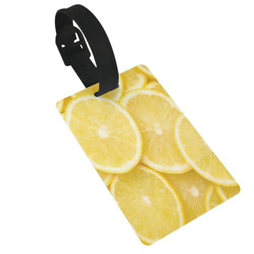 Leichte Gepäckanhänger mit gelbem Zitronenmuster, niedliches und einzigartiges Reisezubehör, abnehmbarer Riemen Leichte Gepäckanhänger mit gelbem Zitronenmuster, niedliches und einzigartiges Reisezubehör, abnehmbarer Riemen von NBRIEU