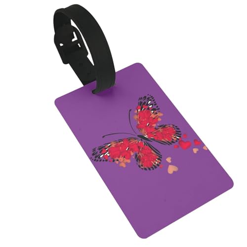 Leichte Gepäckanhänger mit rotem Herz und Schmetterling, Valentinstagsgeschenk, süßes und einzigartiges Reisezubehör, abnehmbarer Gurt Leichte Gepäckanhänger mit rotem Herz und Schmetterling, Valentinstagsgeschenk, süßes und einzigartiges Reisezubehör, abnehmbarer Gurt von NBRIEU
