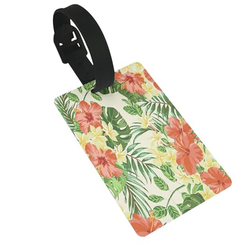 Leichte Gepäckanhänger mit tropischen Blättern und Blumen, niedliches und einzigartiges Reisezubehör, abnehmbarer Gurt Leichte Gepäckanhänger mit tropischen Blättern und Blumen, niedliches und einzigartiges Reisezubehör, abnehmbarer Gurt von NBRIEU