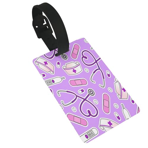 Leichte Gepäckanhänger mit violettem Krankenschwester-Motiv, niedliches und einzigartiges Reisezubehör, abnehmbarer Schultergurt Leichte Gepäckanhänger mit violettem Krankenschwester-Motiv, niedliches und einzigartiges Reisezubehör, abnehmbarer Schultergurt von NBRIEU