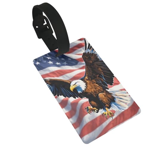 Leichter Gepäckanhänger mit Adler mit USA-Flagge, niedliches und einzigartiges Reisezubehör, abnehmbarer Riemen von NBRIEU