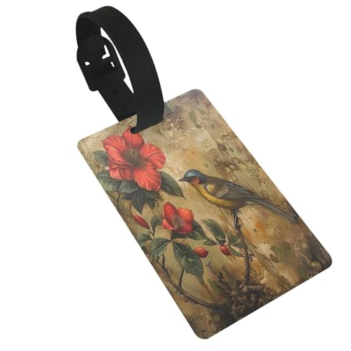 Leichter Gepäckanhänger mit Blumen und Vögeln, niedliches und einzigartiges Reisezubehör, abnehmbarer Gurt von NBRIEU