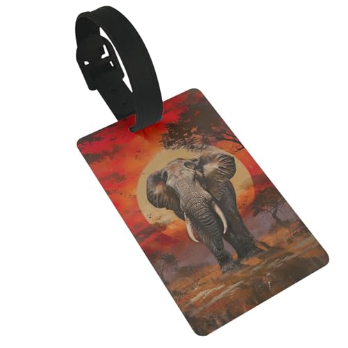 Leichter Gepäckanhänger mit Elefanten-Sonnenuntergang, niedliches und einzigartiges Reisezubehör, abnehmbarer Gurt Leichter Gepäckanhänger mit Elefanten-Sonnenuntergang, niedliches und einzigartiges Reisezubehör, abnehmbarer Gurt von NBRIEU