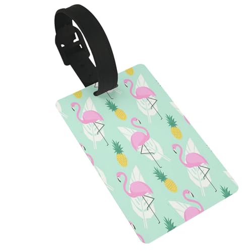 Leichter Gepäckanhänger mit Flamingo-Ananas-Druck, niedliches und einzigartiges Reisezubehör, abnehmbarer Riemen Leichter Gepäckanhänger mit Flamingo-Ananas-Druck, niedliches und einzigartiges Reisezubehör, abnehmbarer Riemen von NBRIEU