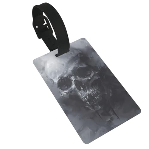 Leichter Gepäckanhänger mit Horror-Geister-Totenkopf-Aufdruck, niedliches und einzigartiges Reisezubehör, abnehmbarer Riemen von NBRIEU