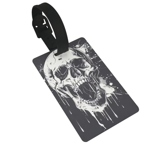 Leichter Gepäckanhänger mit Horror-Geister-Totenkopf-Aufdruck, niedliches und einzigartiges Reisezubehör, abnehmbarer Riemen Leichter Gepäckanhänger mit Horror-Geister-Totenkopf-Aufdruck, niedliches und einzigartiges Reisezubehör, abnehmbarer Riemen von NBRIEU