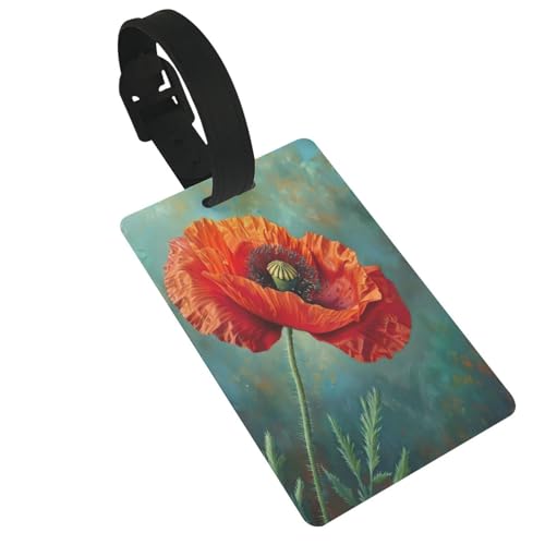 Leichter Gepäckanhänger mit Mohnblumen-Aufdruck, niedliches und einzigartiges Reisezubehör, abnehmbarer Gurt von NBRIEU