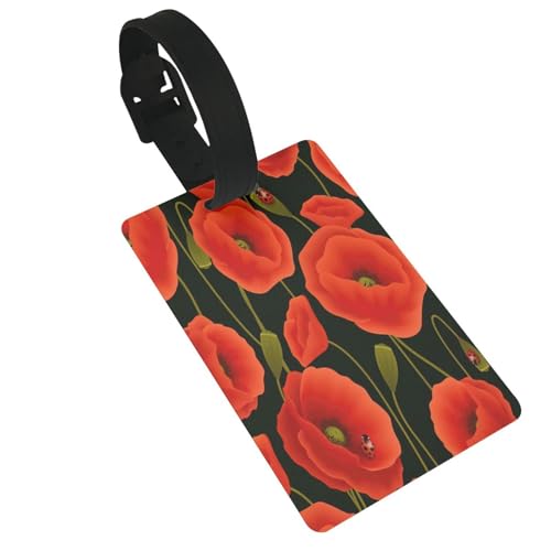 Leichter Gepäckanhänger mit Mohnblumen-Aufdruck, niedliches und einzigartiges Reisezubehör, abnehmbarer Gurt von NBRIEU