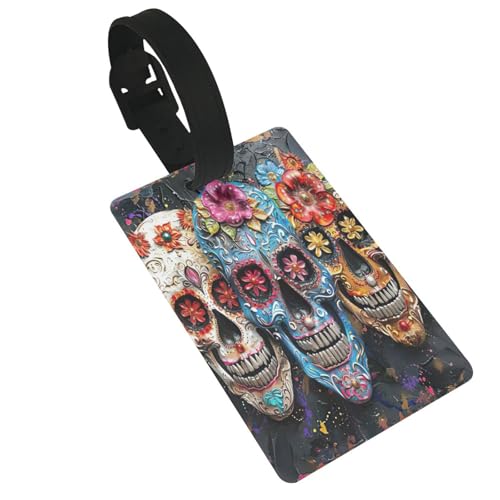 Leichter Gepäckanhänger mit Totenkopf-Motiv, niedliches und einzigartiges Reisezubehör, abnehmbarer Riemen Leichter Gepäckanhänger mit Totenkopf-Motiv, niedliches und einzigartiges Reisezubehör, abnehmbarer Riemen von NBRIEU