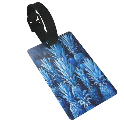 Leichter Gepäckanhänger mit blauem Ananas-Druck, niedliches und einzigartiges Reisezubehör, abnehmbarer Gurt Leichter Gepäckanhänger mit blauem Ananas-Druck, niedliches und einzigartiges Reisezubehör, abnehmbarer Gurt von NBRIEU