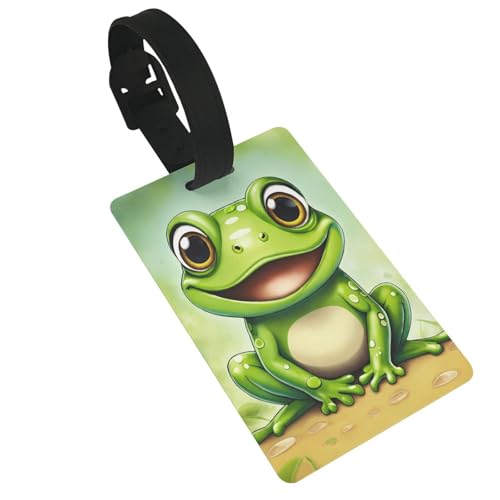 Leichter Gepäckanhänger mit grünem Frosch-Druck, niedliches und einzigartiges Reisezubehör, abnehmbarer Gurt Leichter Gepäckanhänger mit grünem Frosch-Druck, niedliches und einzigartiges Reisezubehör, abnehmbarer Gurt von NBRIEU