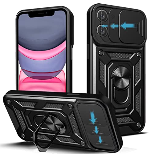 NC LOCLOUD Schutzhülle für iPhone 11, Kameraschutz, Schutzhülle mit Schiebelinse, Abdeckung und Ringhalter, Schutzhülle aus hartem PC und TPU, Silikon, stoßfest, Kratzfest – Schwarz NC LOCLOUD Schutzhülle für iPhone 11, Kameraschutz, Schutzhülle mit Schiebelinse, Abdeckung und Ringhalter, Schutzhülle aus hartem PC und TPU, Silikon, stoßfest, Kratzfest – Schwarz von NC
