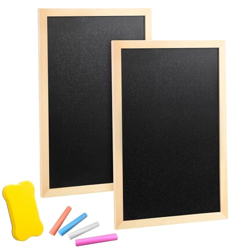 NCCHDZSW Kreidetafel mit Holzrahmen Sets 2 Pcs 20 x 30 Schiefertafel zum Beschriften mit 4 Kreiden und 1 Schwammradierer, Kreidetafel zum Beschriften Blackboard für Buffet Hochzeit Party Schule von NCCHDZSW