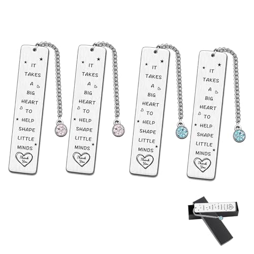 NCCHDZSW Lesezeichen Personalisiert 4 Pcs Lesezeichen Metall mit Geschenkboxen Metall Lesezeichen Lesezeichen aus Edelstahl "IT TAKES A BIG HEART TO HELP SHAPE LITTLE MINDS " NCCHDZSW Lesezeichen Personalisiert 4 Pcs Lesezeichen Metall mit Geschenkboxen Metall Lesezeichen Lesezeichen aus Edelstahl "IT TAKES A BIG HEART TO HELP SHAPE LITTLE MINDS " von NCCHDZSW