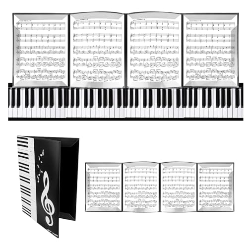 NCCHDZSW Notenmappe für Notenblätter Notenordner 6 Seitig Notenblätter A4 Wasserdicht Schwarz Chormappe Musik Faltbar Ordnungsmappe für Notenblätter Klavier Gitarre Violine von NCCHDZSW