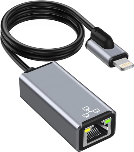 NCGGY Lightn1ing-zu-RJ45-Ethernet-LAN-Netzwerkadapter für i-Phone [MFi-Zertifiziert],i-Pad-zu-Ethernet-Adapter mit Ladeanschluss, 100 Mbit/s High Speed, Plug and Play von NCGGY
